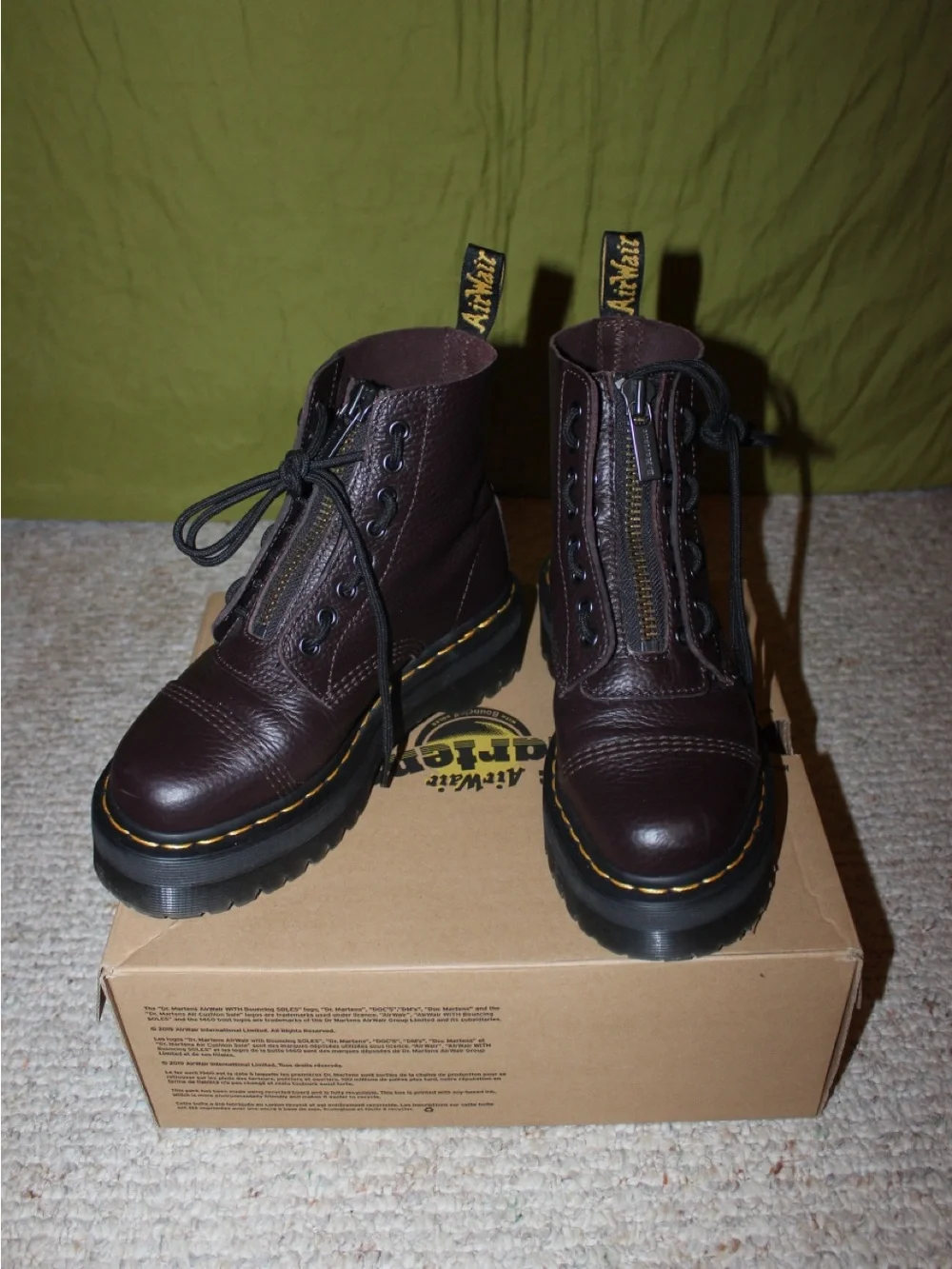 Dr. Martens burgundy Sinclair Leather Lace-Up/Zip Boots